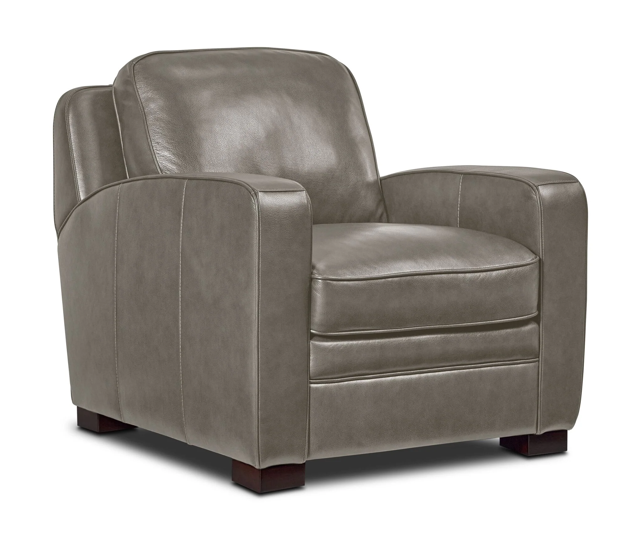 Wilmington Leather Sofa and Chair Set - Light Grey - Image 3