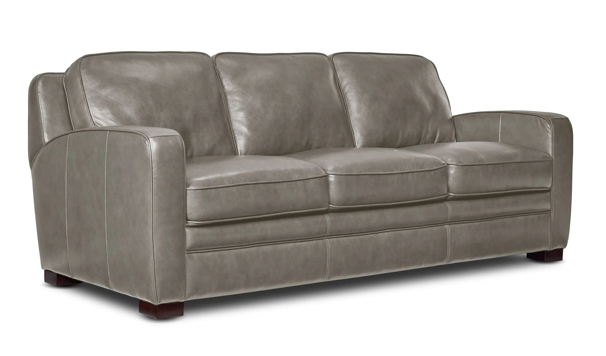 Wilmington Leather Sofa and Loveseat Set - Light Grey - Image 2