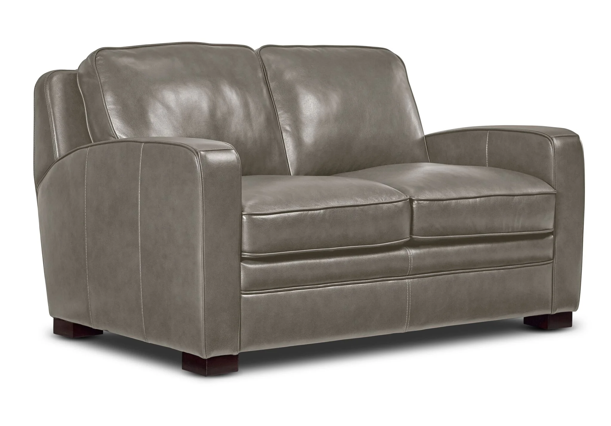 Wilmington Leather Sofa and Loveseat Set - Light Grey - Image 3