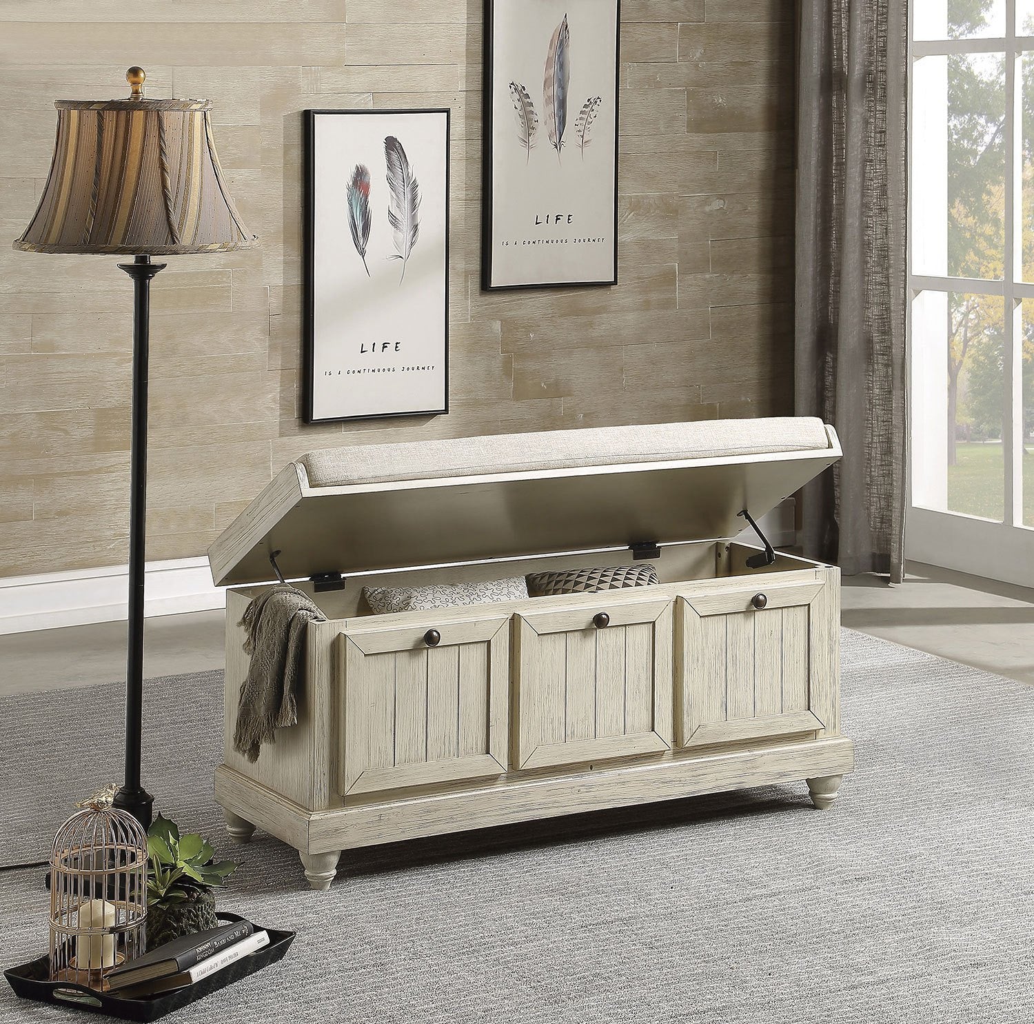 Woodwell Bench - Antique White - Image 5