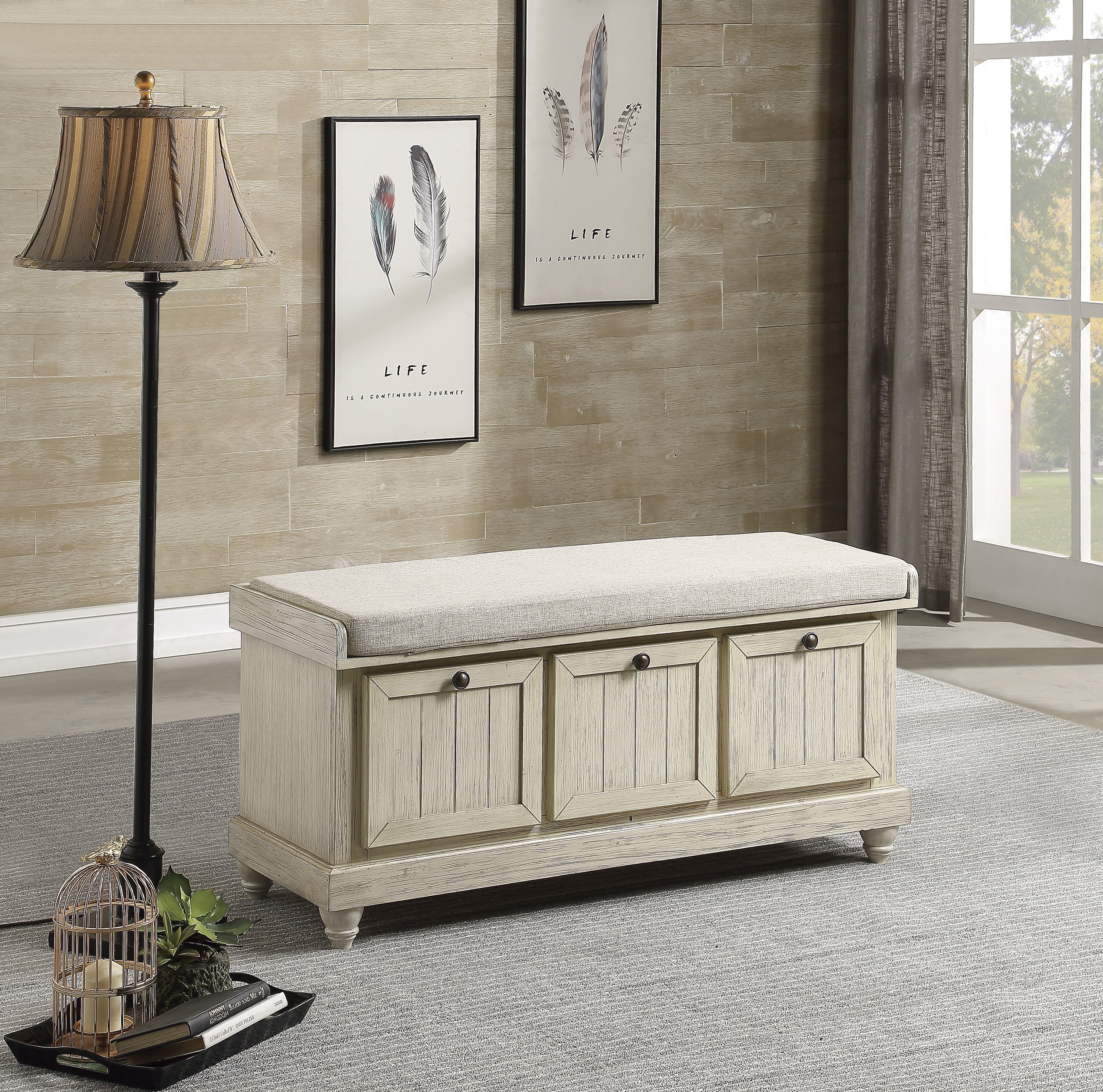 Woodwell Storage Bench - Antique White - Image 2