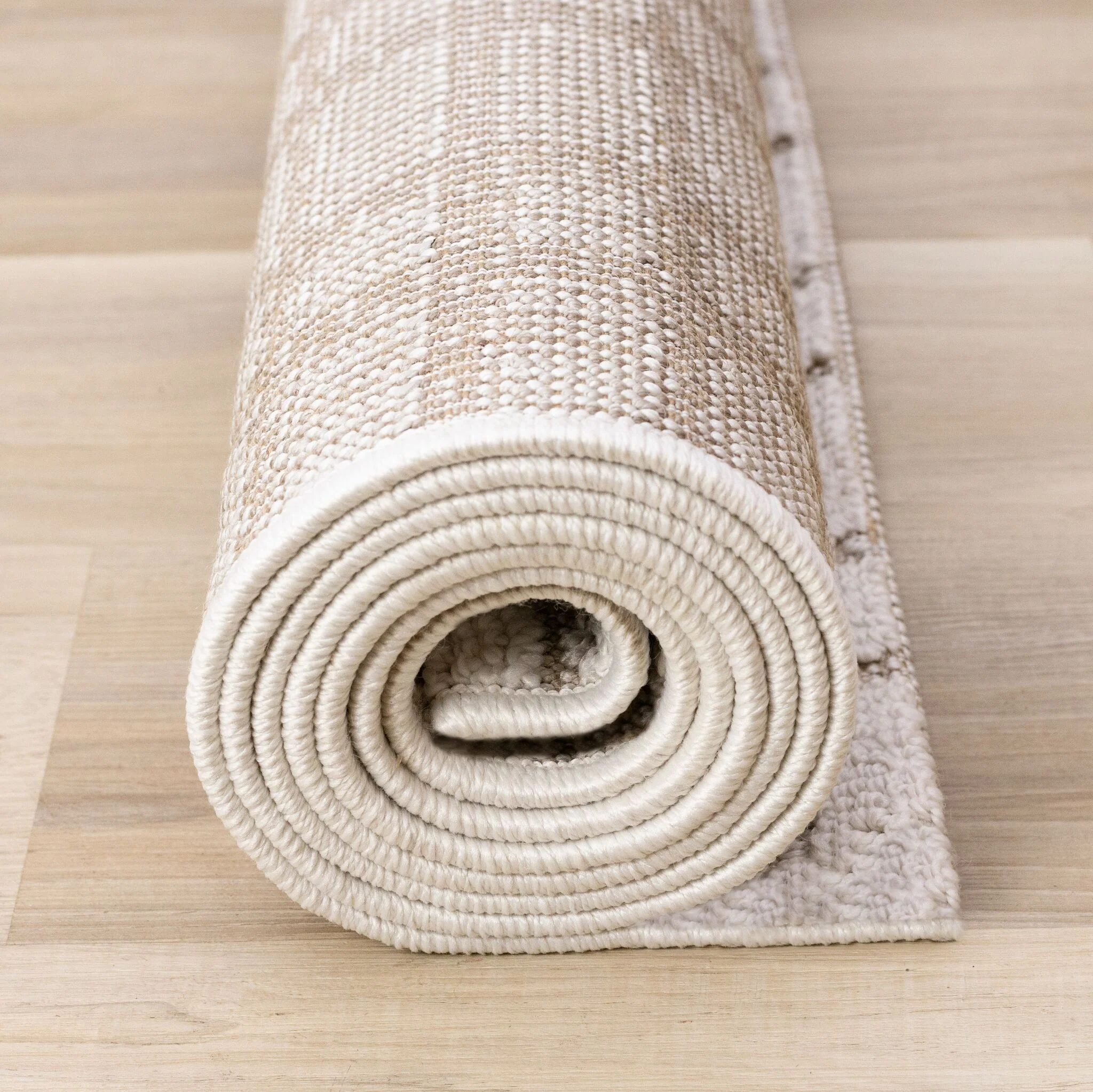 Woven Balance 5'3" x 7'7" Intricate Grid Design Area Rug - White, Taupe - Image 10