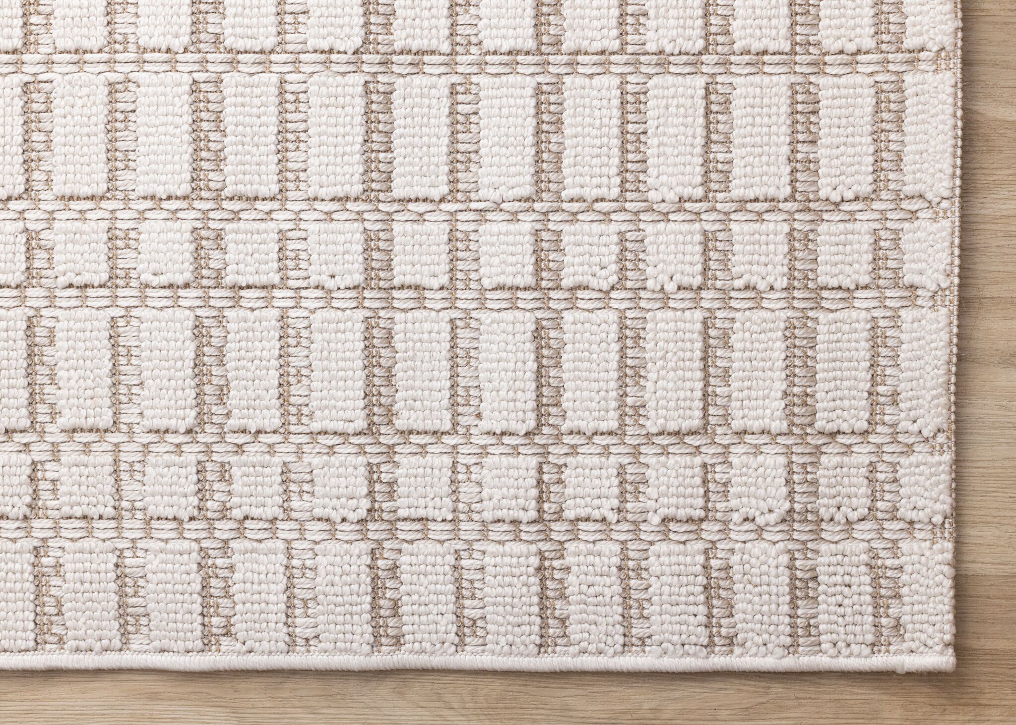 Woven Balance 6'7" x 9'6" Intricate Grid Design Area Rug - White, Taupe - Image 7