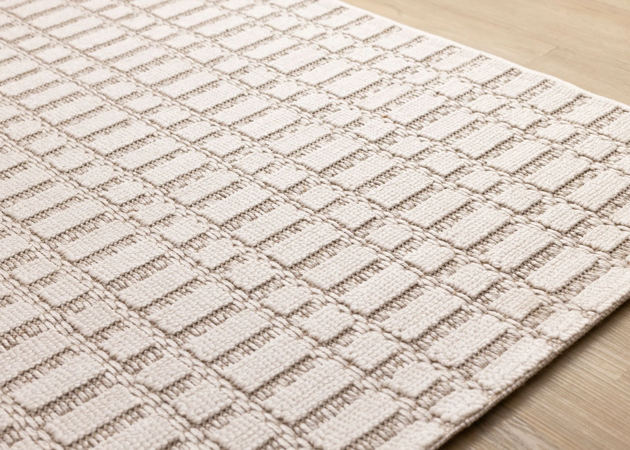 Woven Balance 7'10" x 10'6" Intricate Grid Design Area Rug - White, Taupe - Image 3