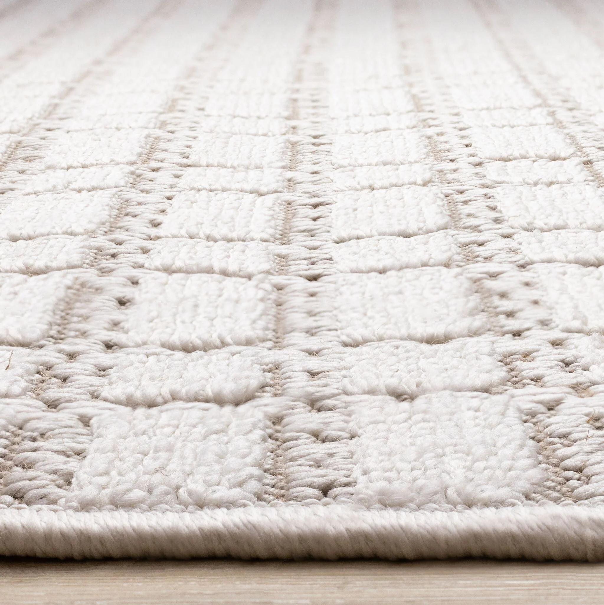 Woven Balance 7'10" x 10'6" Intricate Grid Design Area Rug - White, Taupe - Image 4