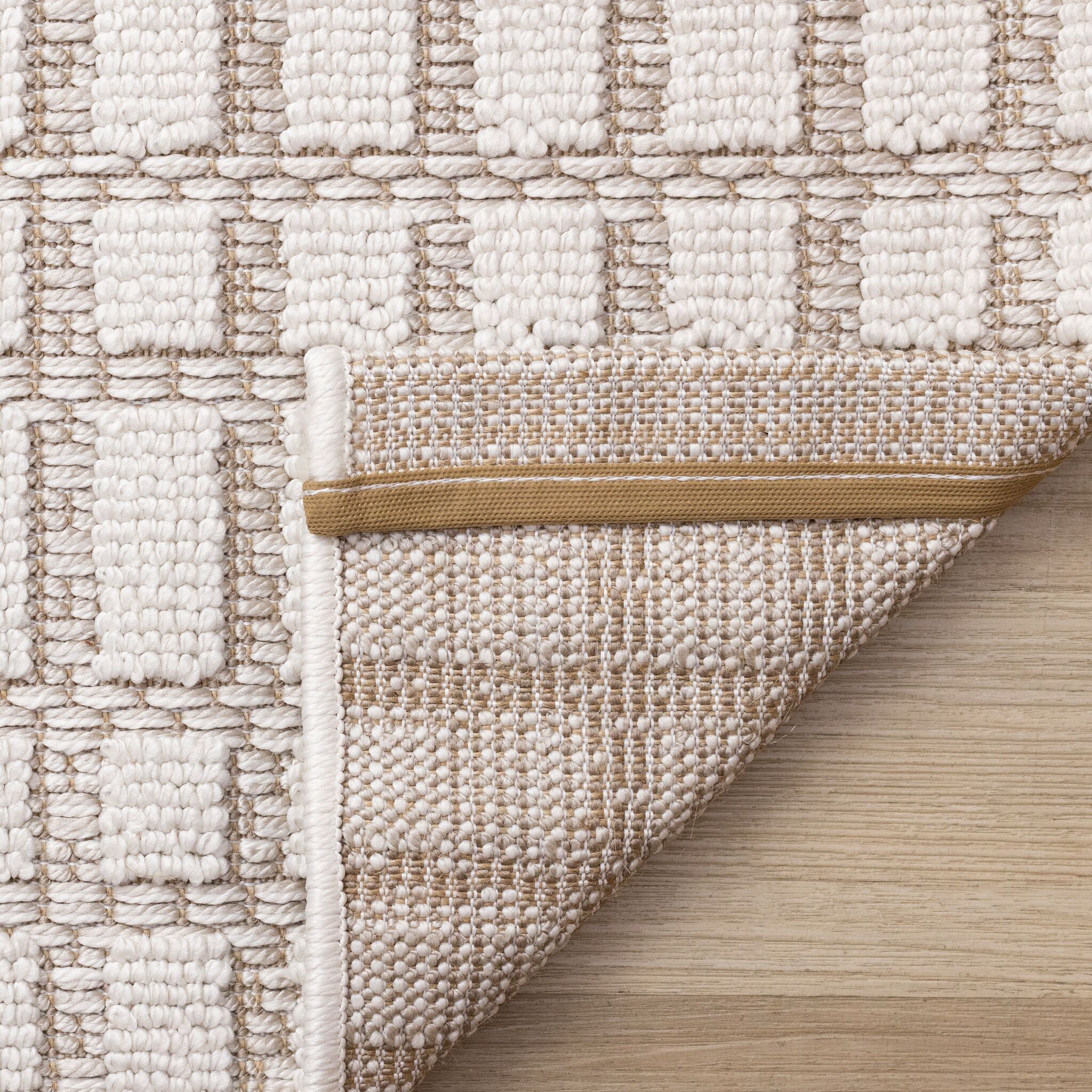 Woven Balance 7'10" x 10'6" Intricate Grid Design Area Rug - White, Taupe - Image 8