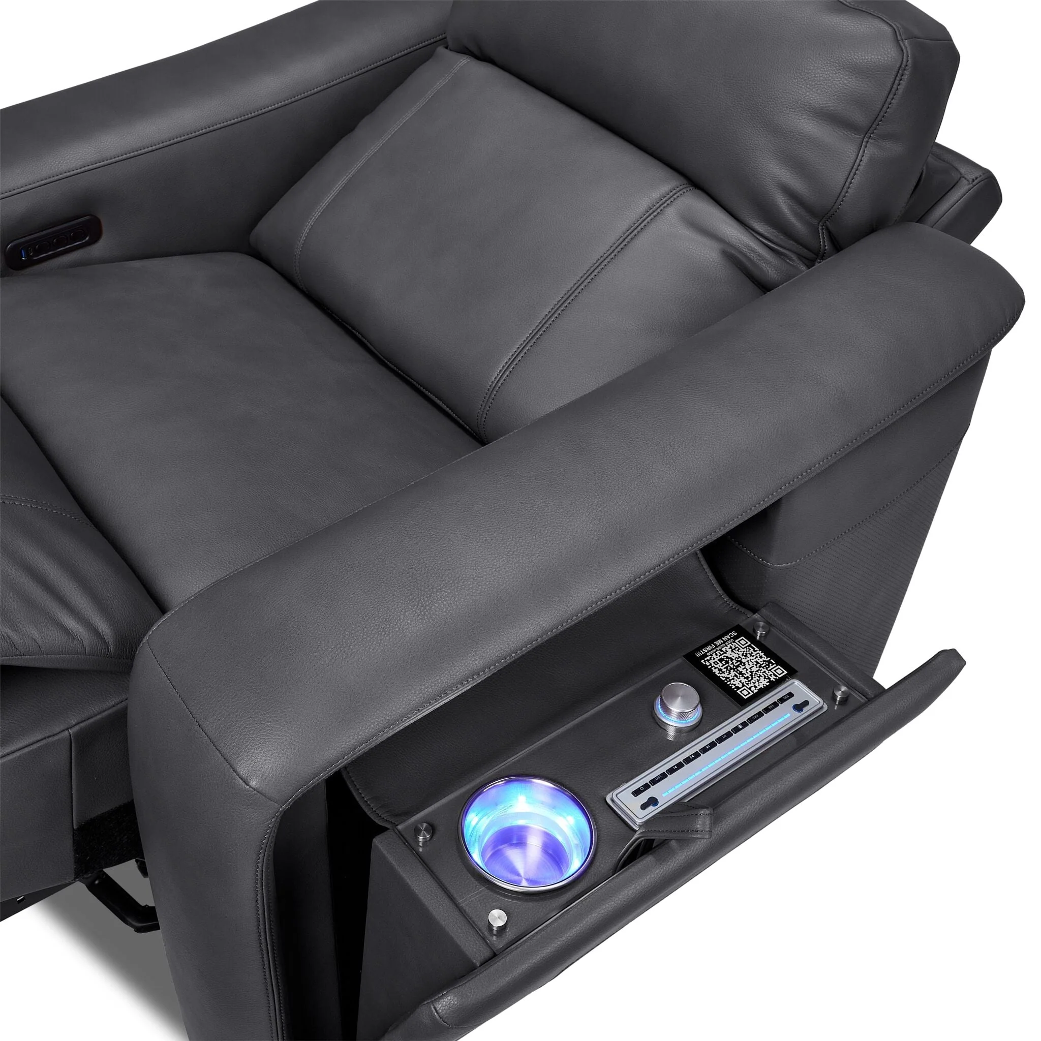 In Harmony - Zeppelin Power Reclining Sofa and Recliner Set- Dark Grey - Image 8