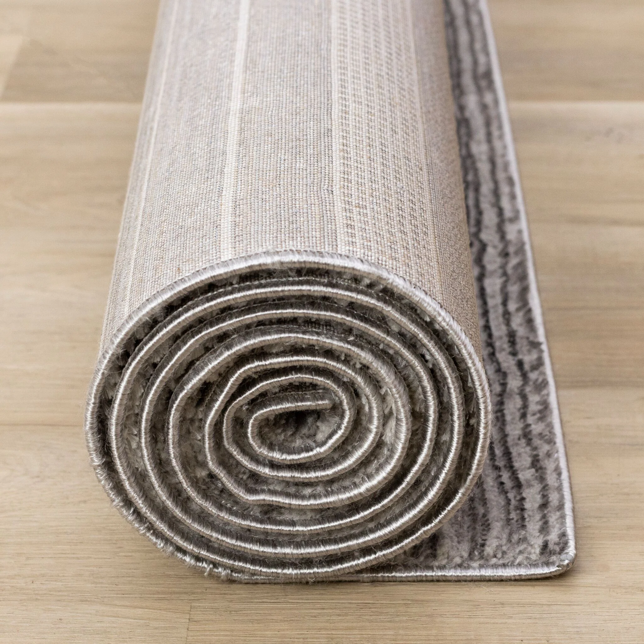 Zola 5'3" x 7'7" Patterned Rows Area Rug - Grey, White, Black - Image 10
