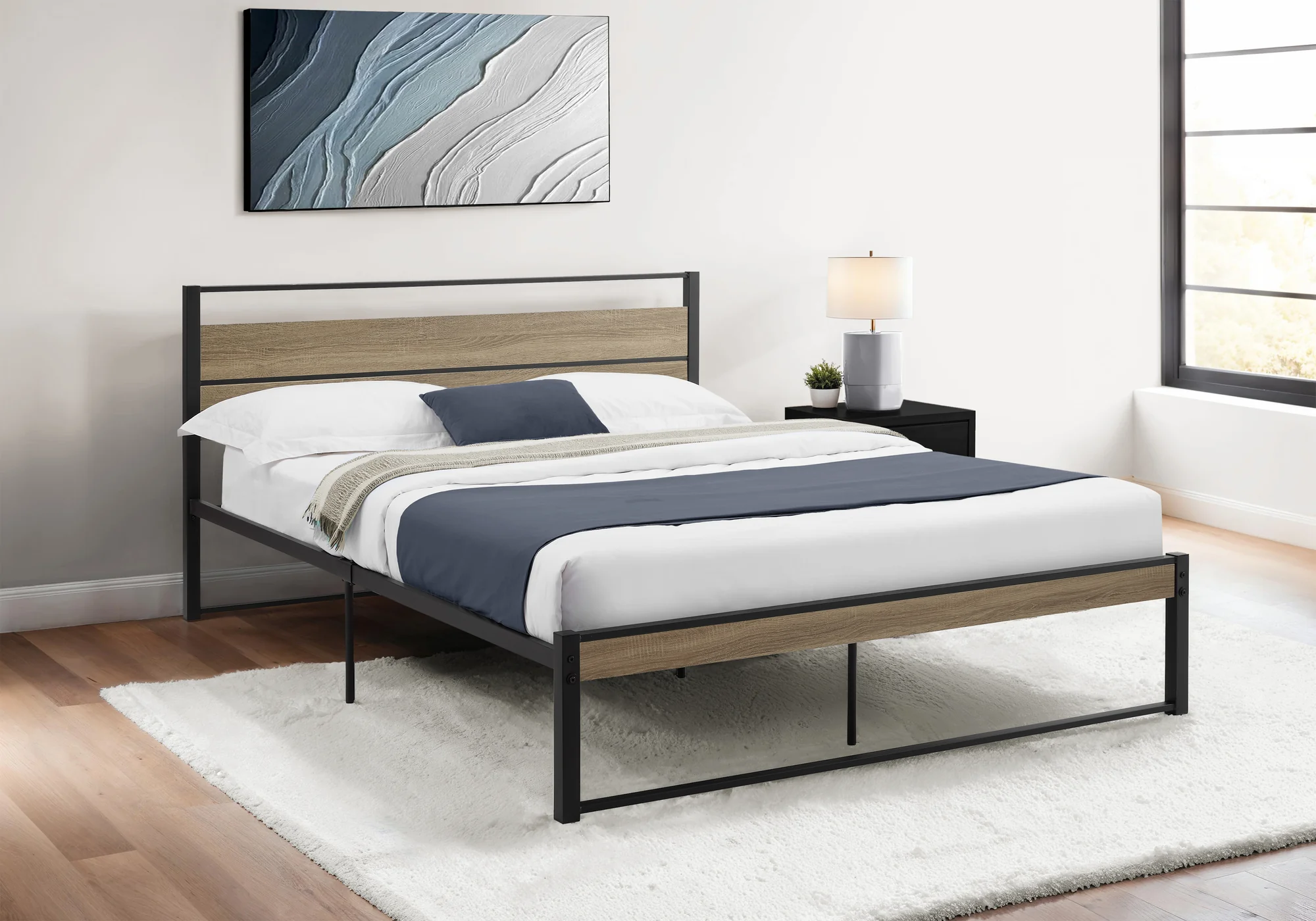 Zyro Queen Bed - Dark Taupe/Black - Image 2
